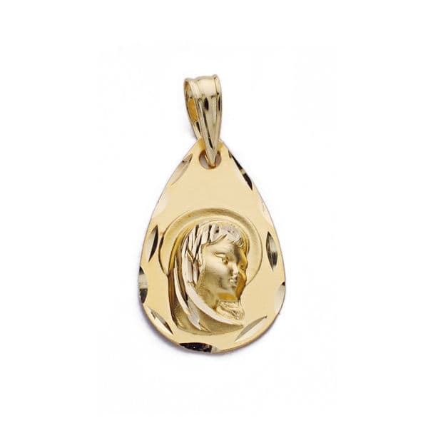 Virgin Girl Drop Medal 18K 19X12 mm