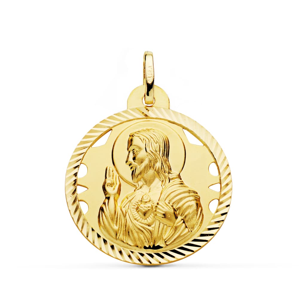 Heilige Christus Medaille 18K Hart van Jezus Open Helix 26 mm