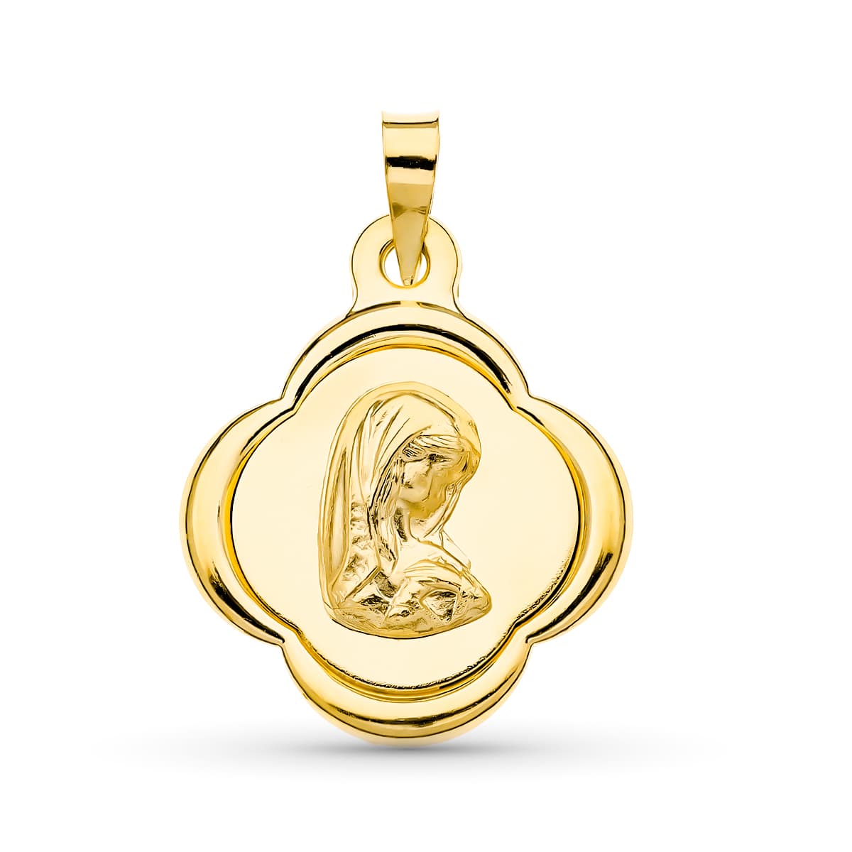 Médaille Or Jaune 18K Vierge Fille 23X19 mm