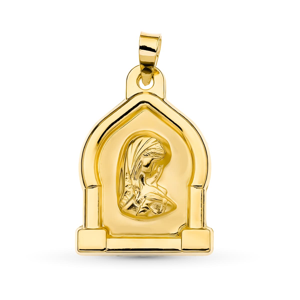 18K Médaille Or Jaune Vierge Enfant 24X17 mm
