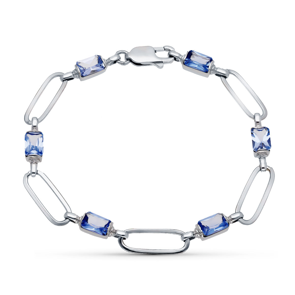 18K hvidguld armbånd sten 195 Cm