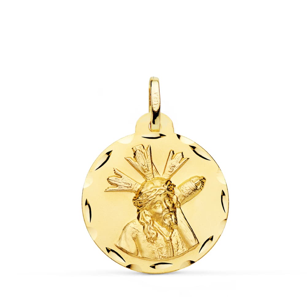 Medalha Cristo do Grande Poder 18K DIAMANTE 22 mm