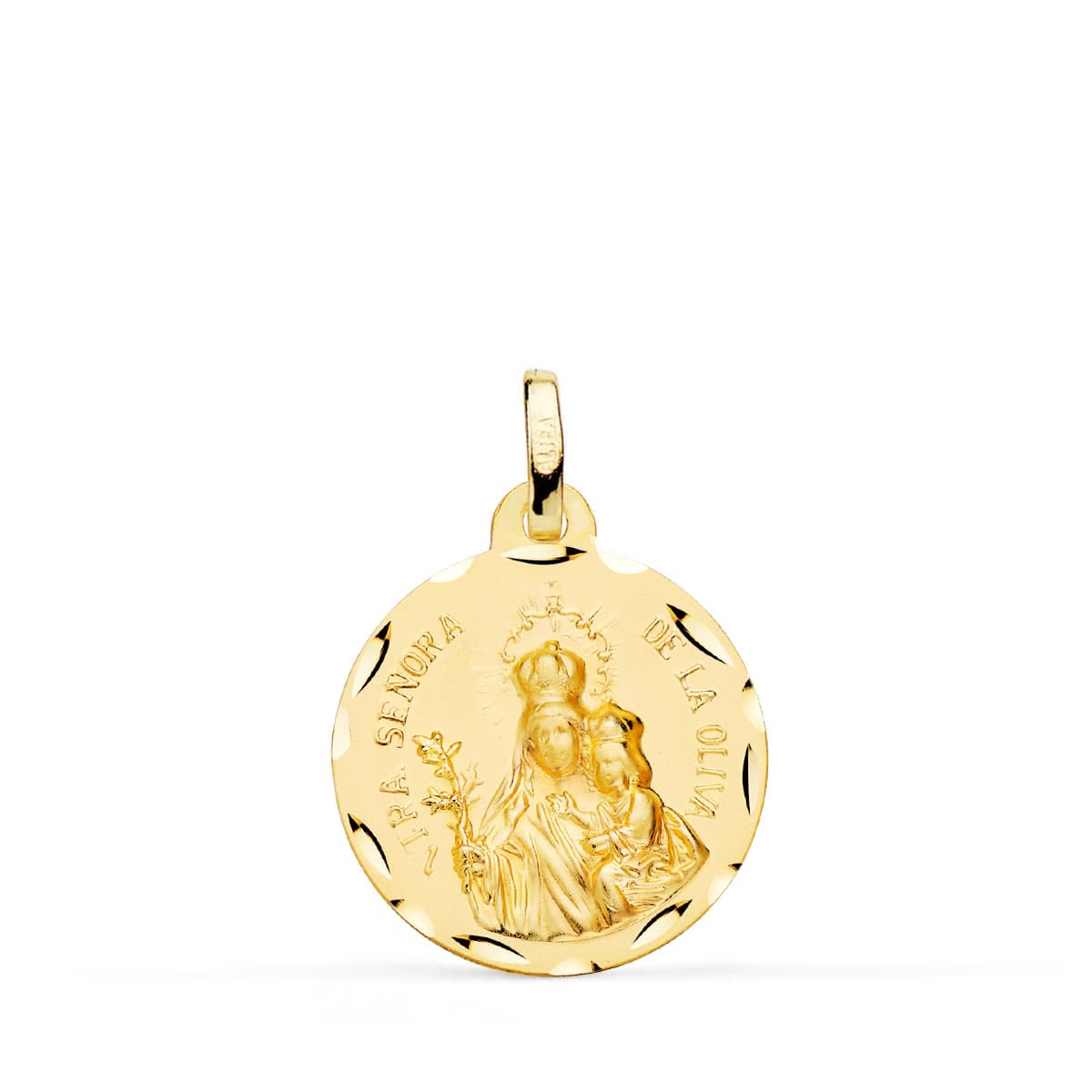 Médaille Or Jaune 18K Vierge de Lolive DIAMANTÉE18 mm