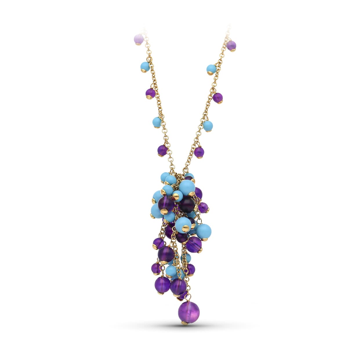 18K Collier Or Jaune Pierres Couleur 43 Cm