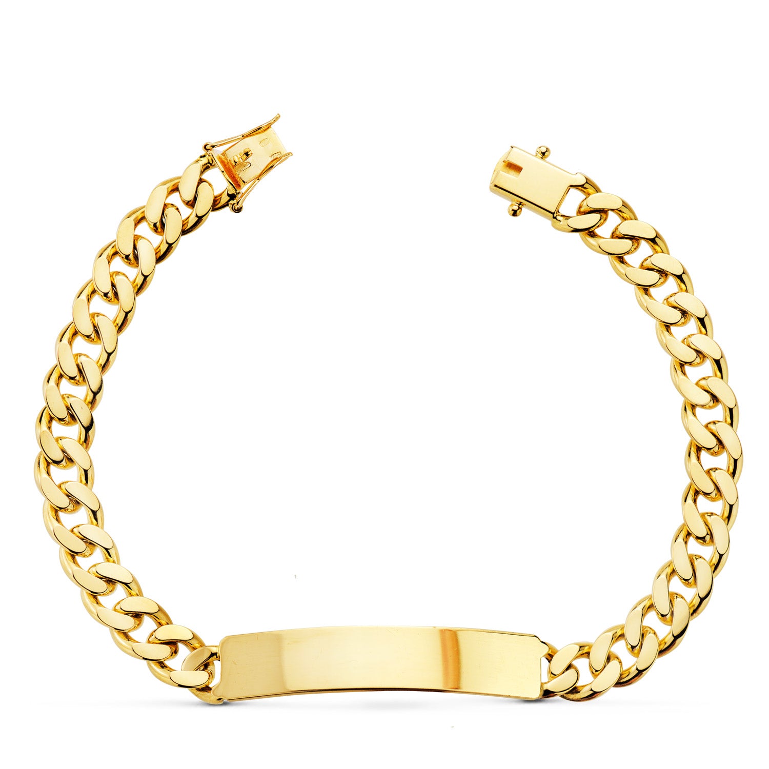 Kantstenskæde i 18K Solid Gul Guld Bredde: 7MM Længde: 21 Cm Plade: 40X8MM
