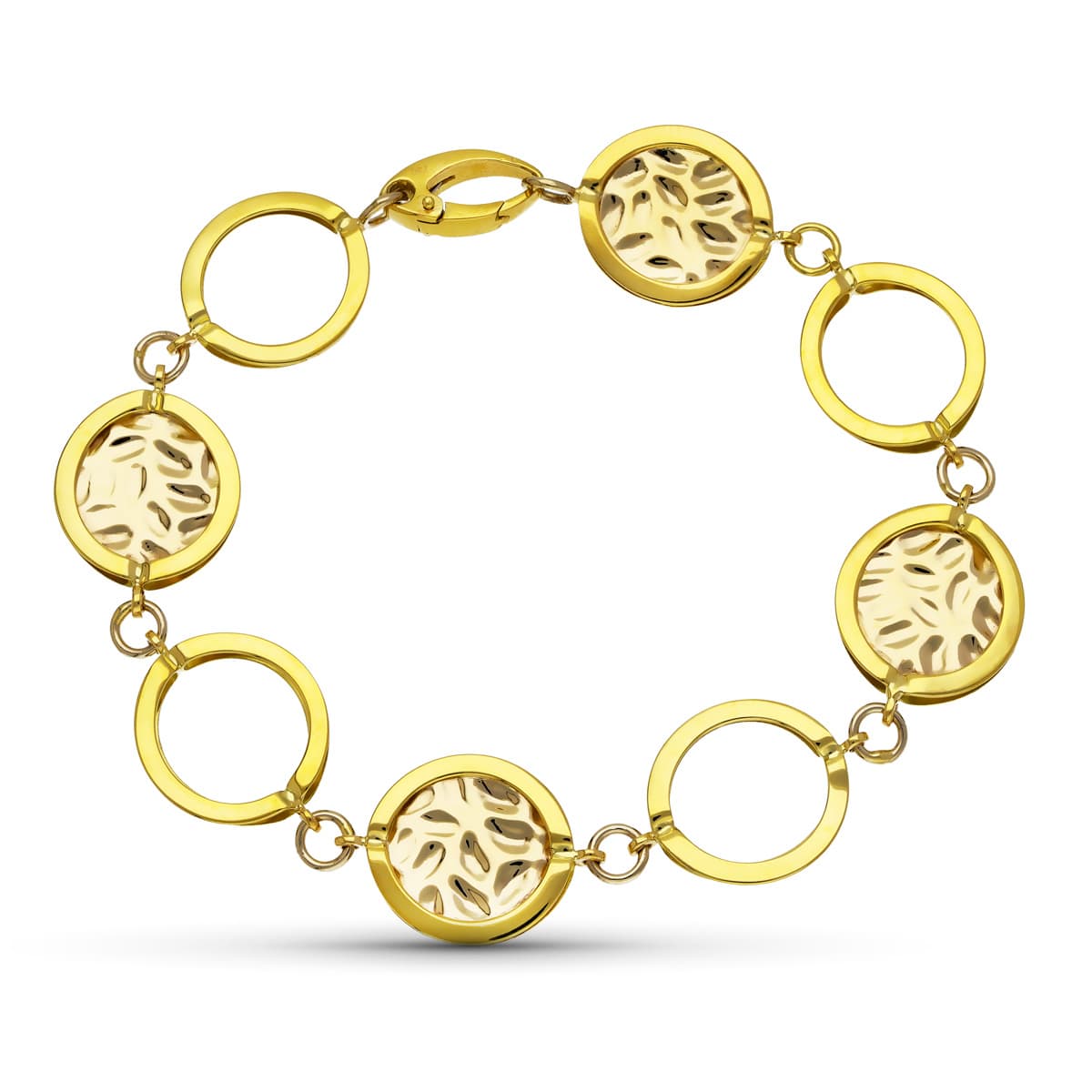 18K Bracelet en Or Bicolore Grecque Laser