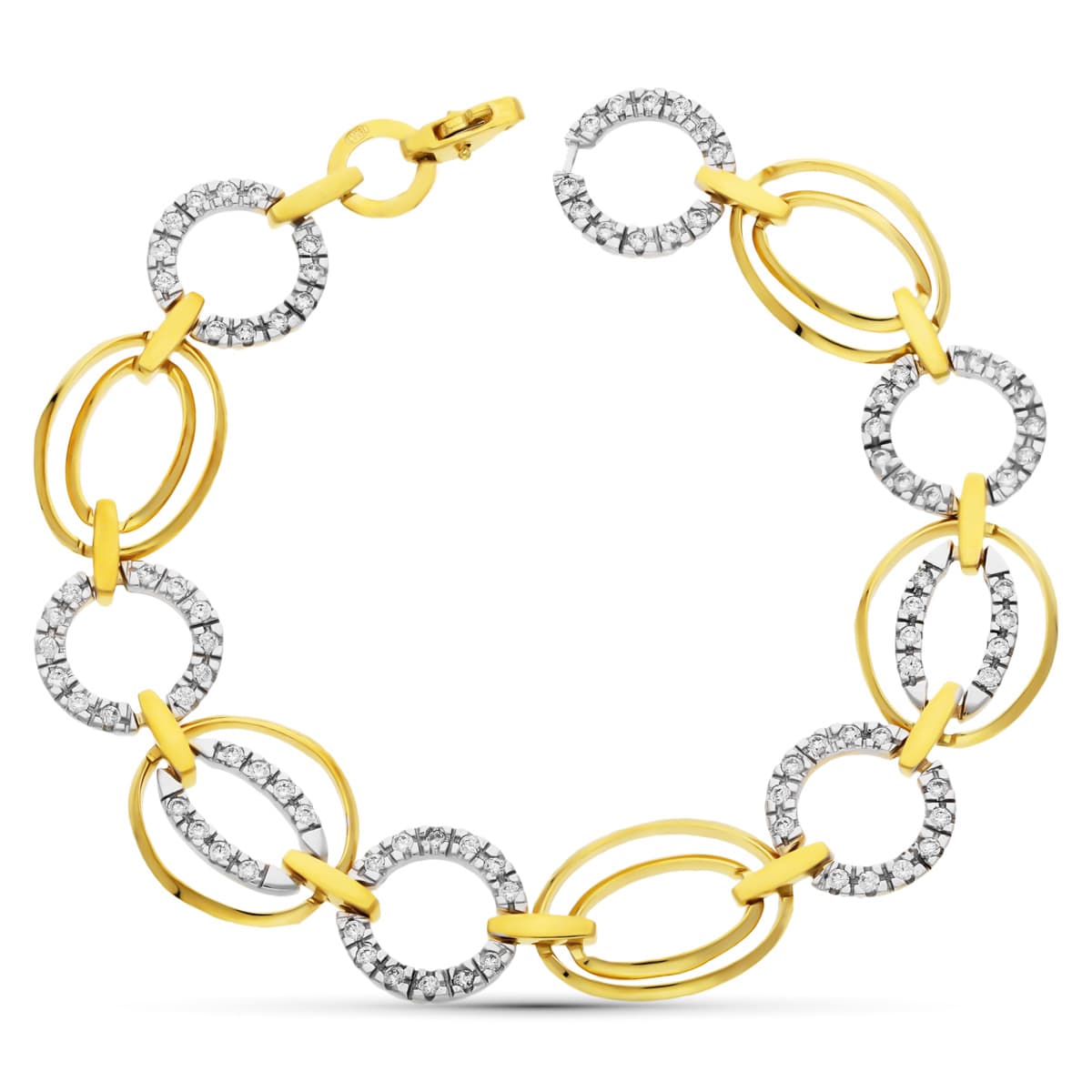 Pulseira em ouro bicolor 18K e zircônias