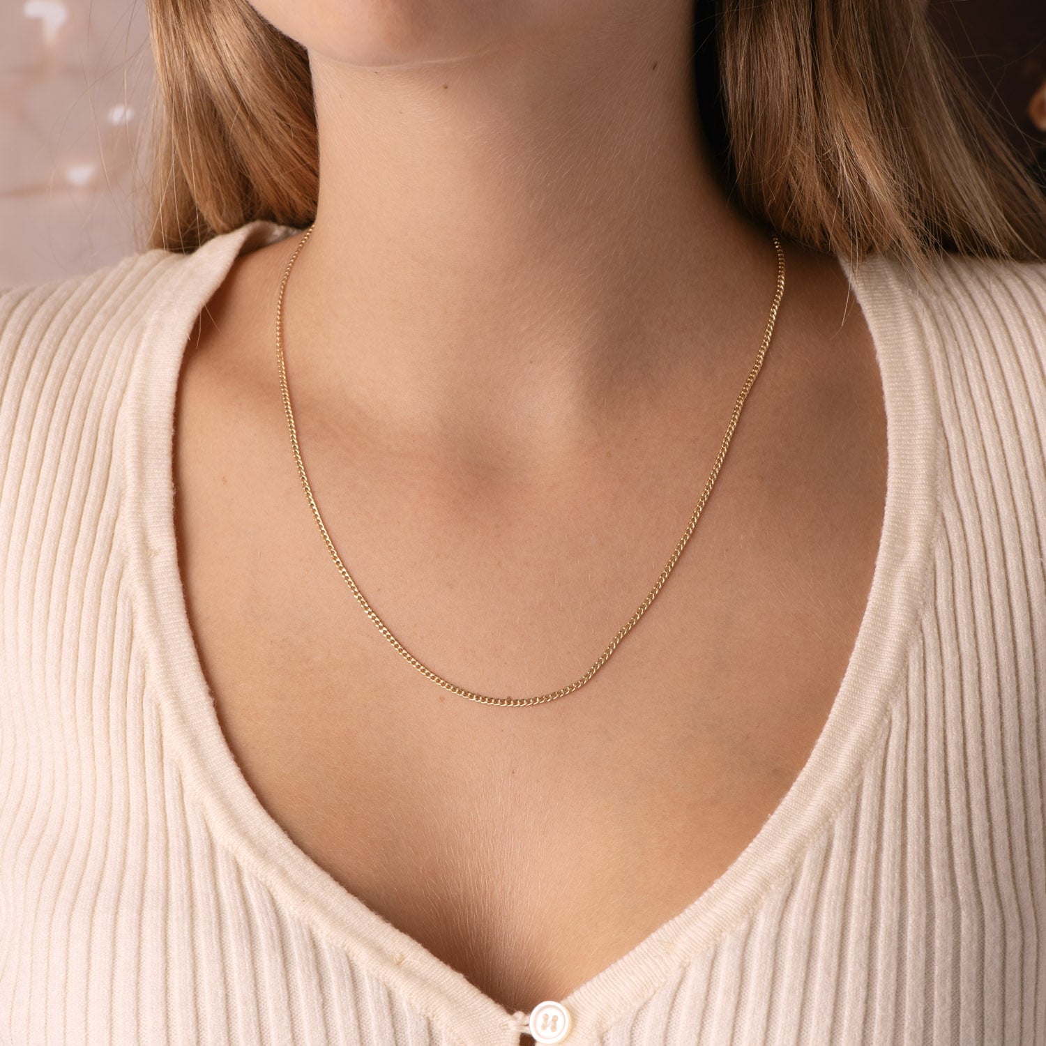 18K holle kinketting 50 CM-1,5 mm