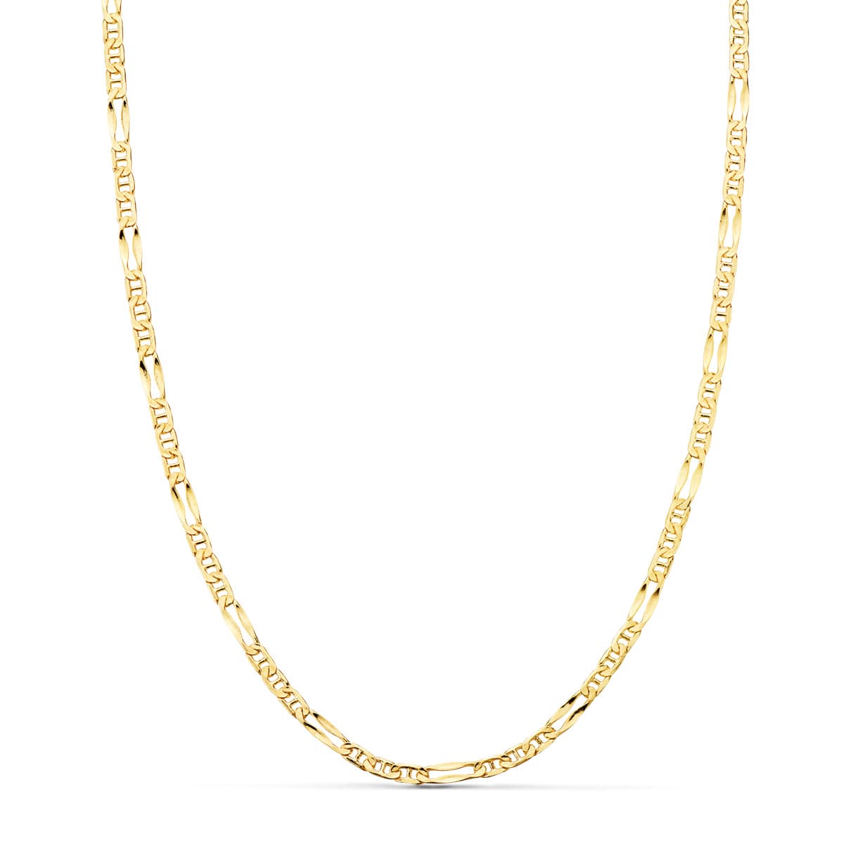 18K gult guld ihålig marinkedja 3X1. Längd 50 Cm Bredd 2MM