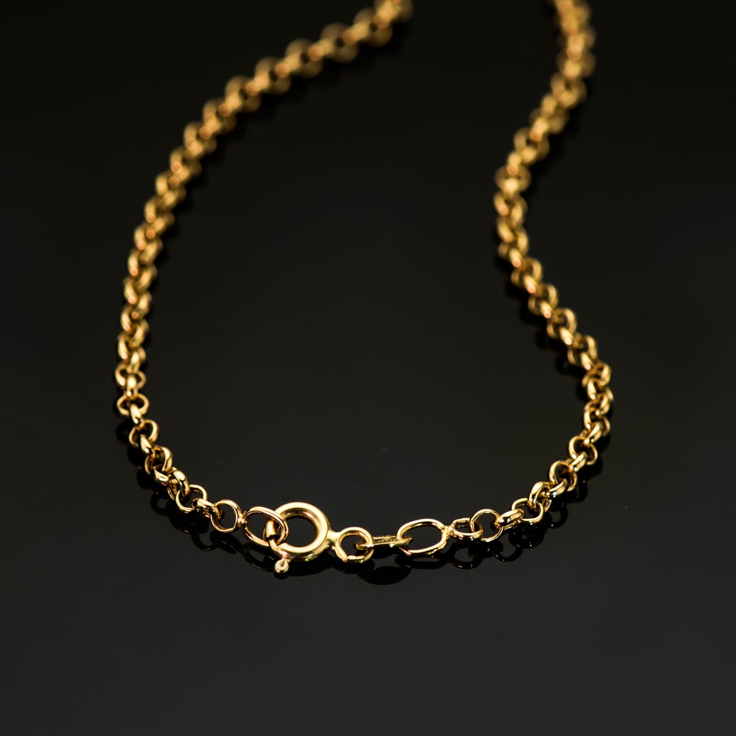 18K Light Hollow Jaseron Chain. 2.5mm 45cm Spring Ring Clasp