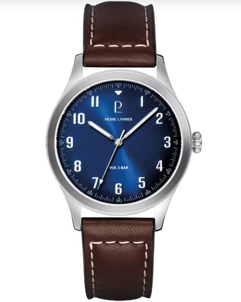 Reloj Aviador – Plata – Esfera Azul – Correa de Cuero