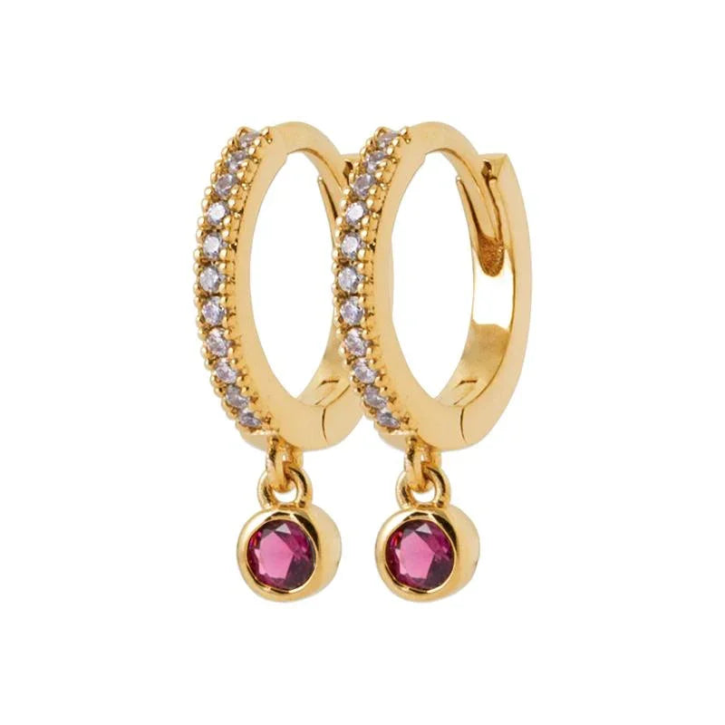 Ciondolo - Fucsia - Placcato oro - Orecchini a cerchio