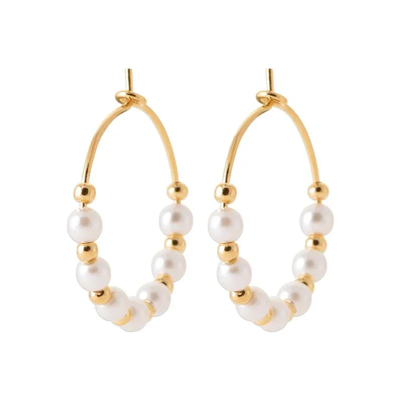 Gold-plated and pearl hoop earrings – Azuline