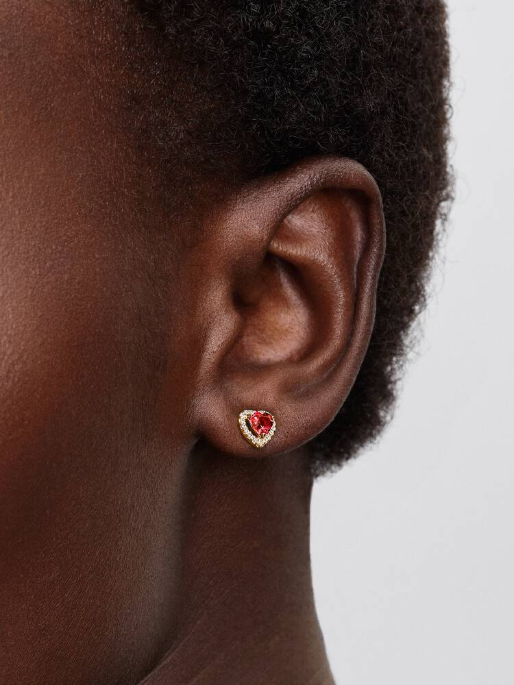 Boucles d'oreilles Pandora - Clous d'Oreilles Cœurs Surélevés | 268427C02