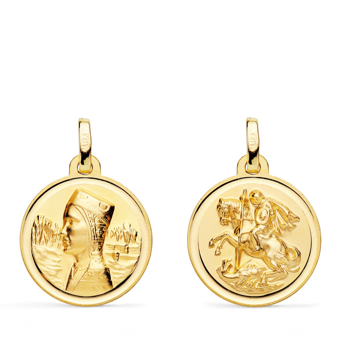 Escapulário Virgem Montserrat e São Jorge 18K 18 mm