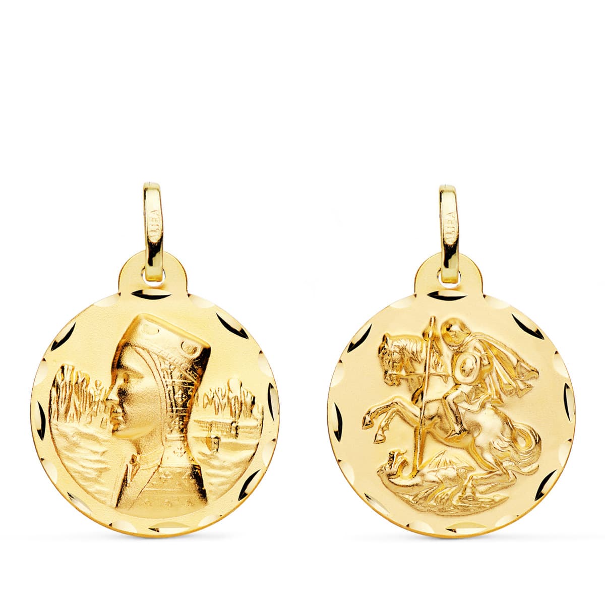 Vierge Scapular 18K Montserrat et Saint George DIAMANTÉE20 mm