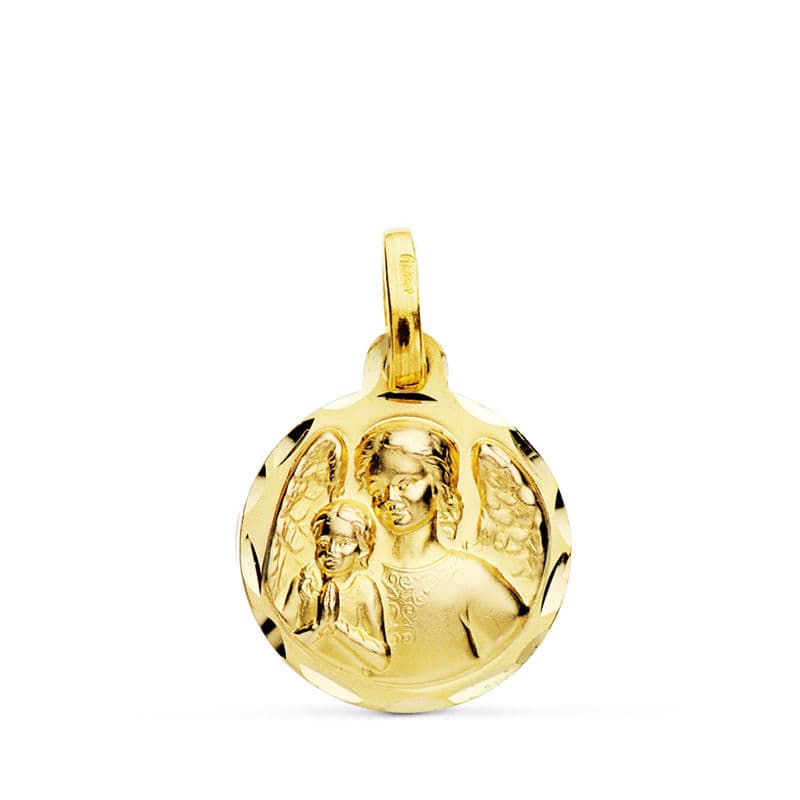 Médaille de Lange Gardien en Or Jaune 18K 14 mm