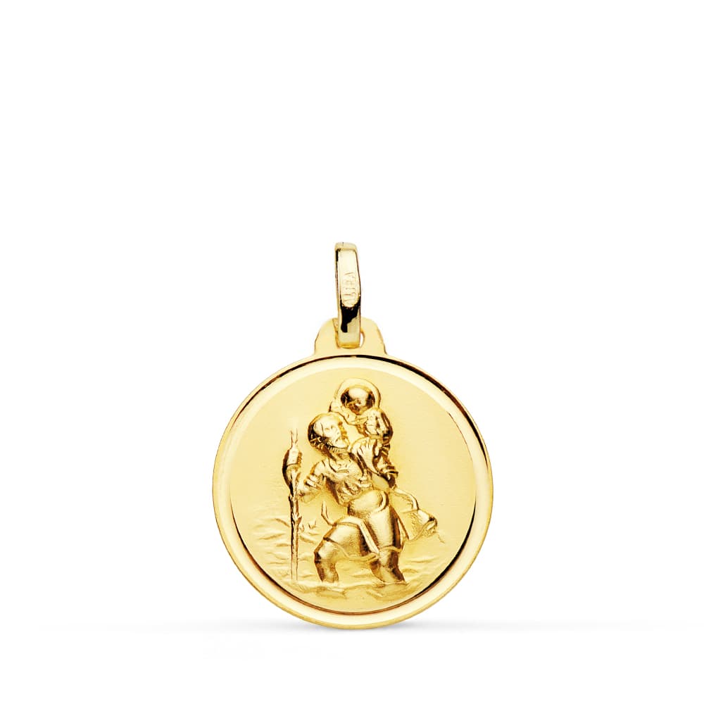 18K Médaille Saint Christopher en Or Jaune 18 mm
