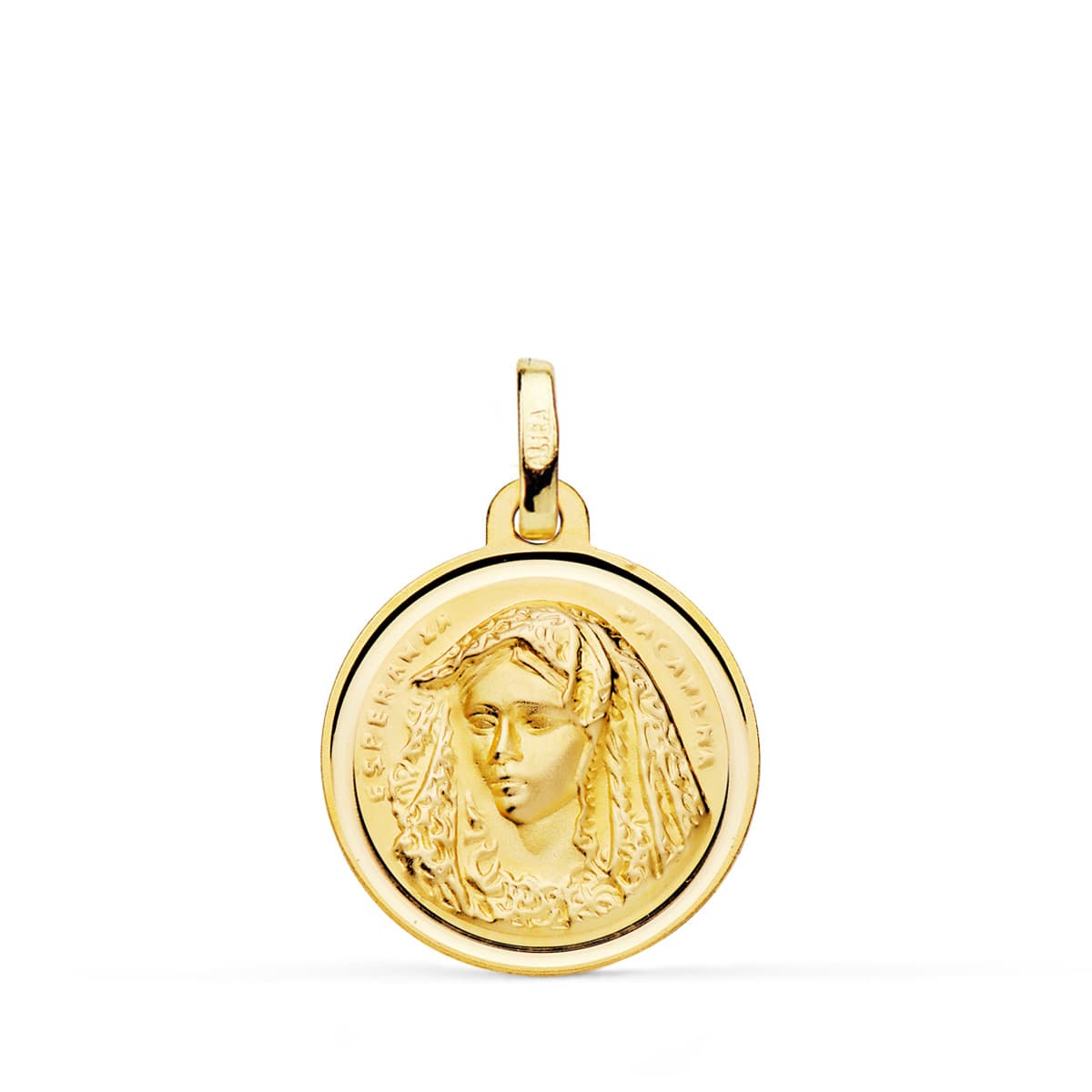 Medalla Virgen Macarena 18K Bisel 18 mm