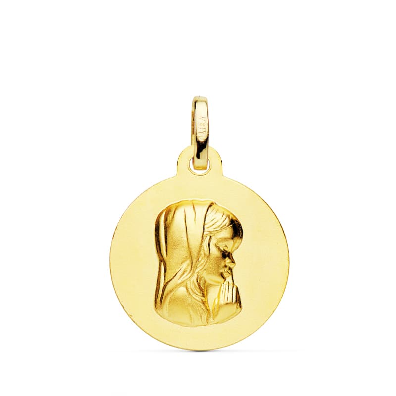 18K Médaille Vierge Enfant Mate 16 mm
