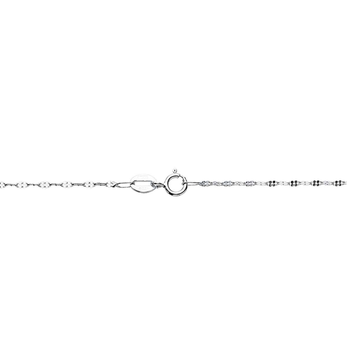 18K Chaîne Or Blanc Maille Facettée 1.5 mm 45 Cm.