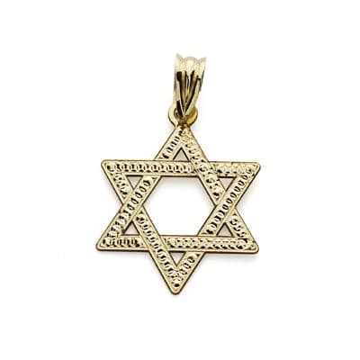 Pendentif Or Jaune 18K Étoile de David 23X18 mm Sculpté