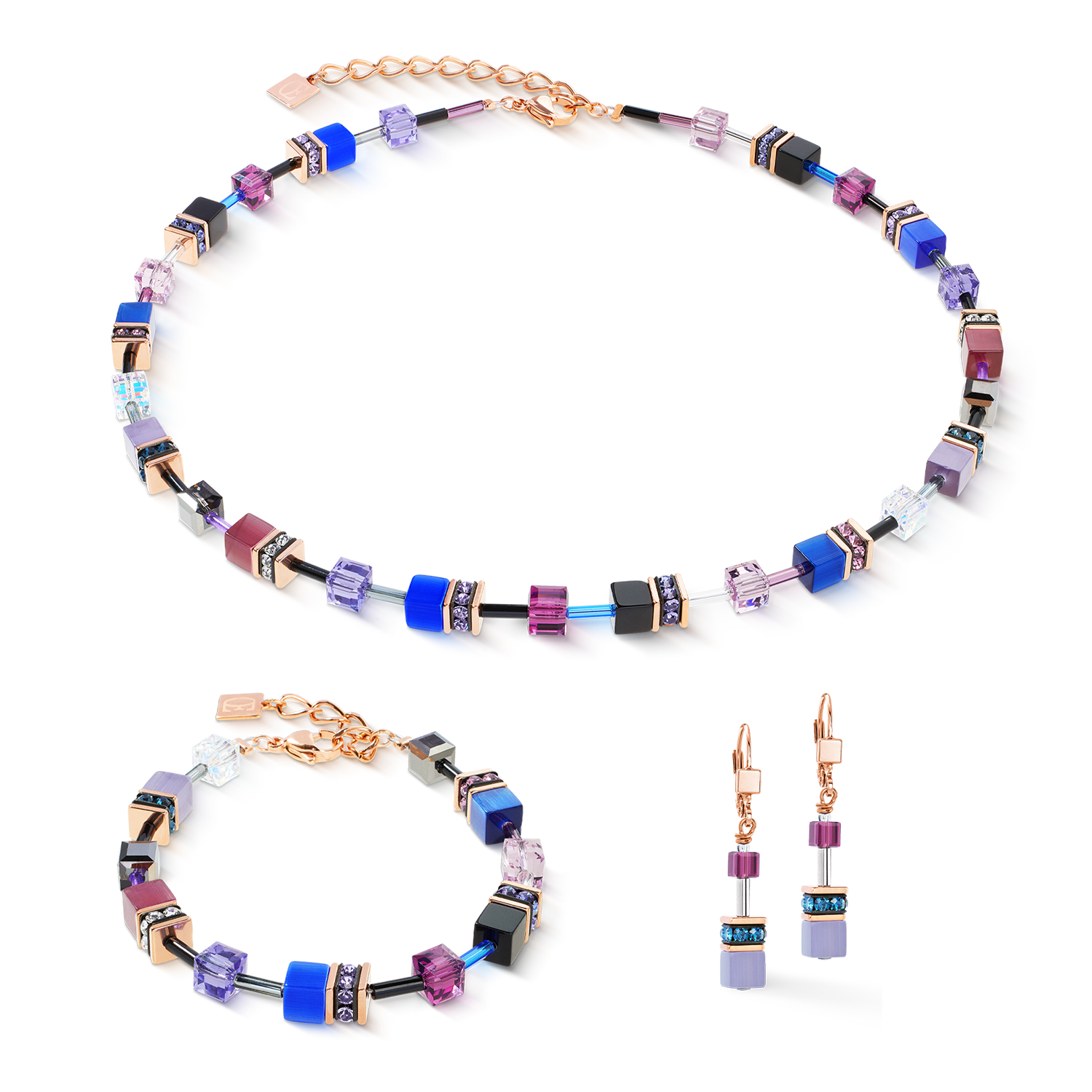 GeoCUBE® Iconic Blue Moon Rose Gold Necklace - Cœur de Lion | 2838100807 - view 3