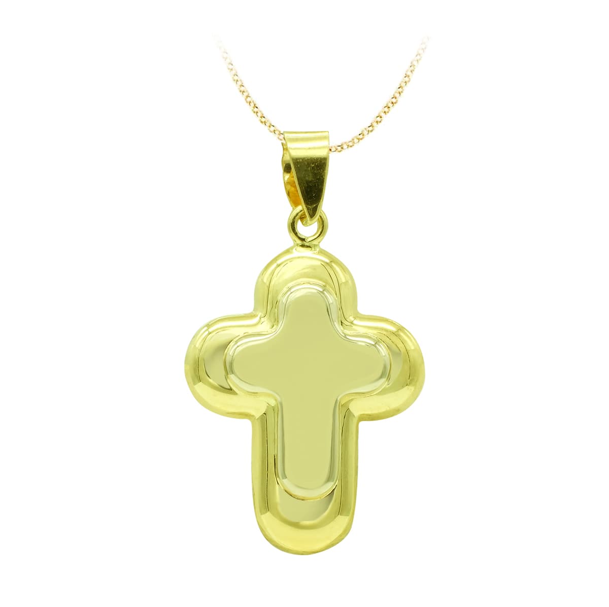 18K Croix en Or Bicolore 22 X 15 mm