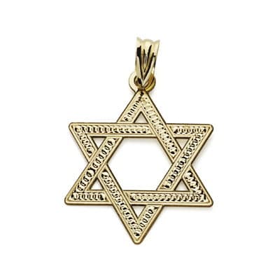 Pendentif Or Jaune 18K Étoile de David 22 mm Sculpté