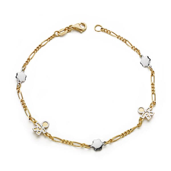 18K Bracelet Or Bicolore Enfants 19 Cm