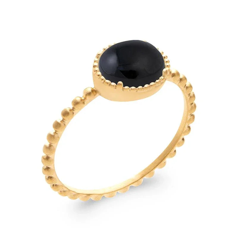 Anello in agata nera placcata in oro / | Azuline