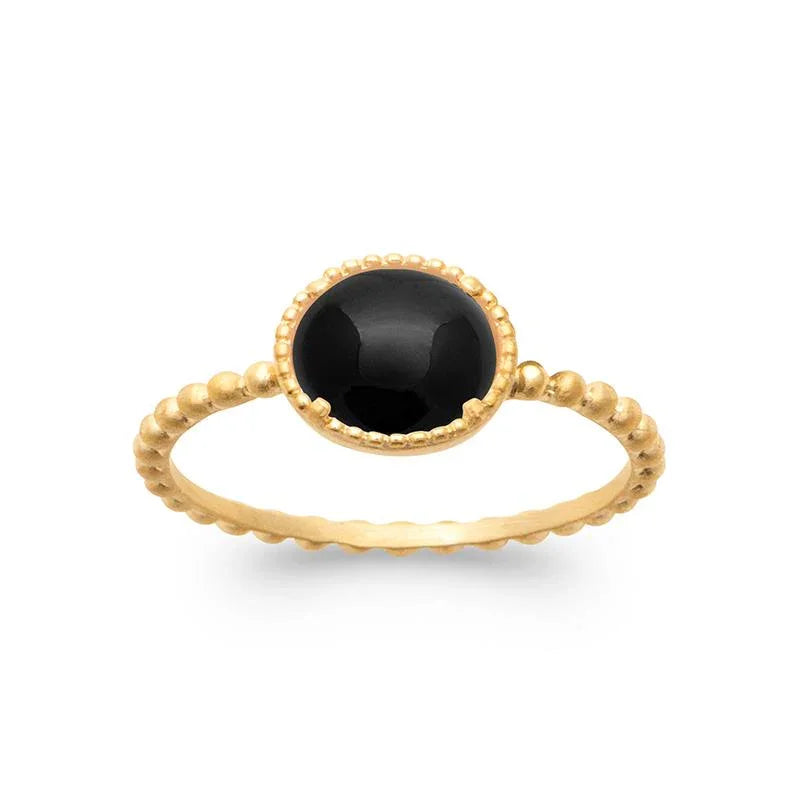 Anello in agata nera placcata in oro / | Azuline vista 2