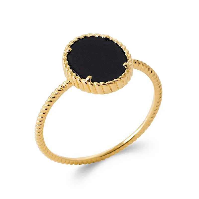 Anello in agata nera placcata in oro / | Azuline