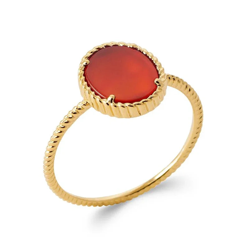 Anello in agata rossa placcata in oro / | Azuline