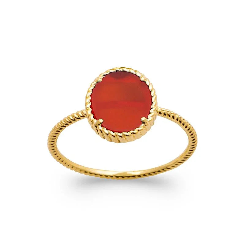 Anello in agata rossa placcata in oro / | Azuline vista 2