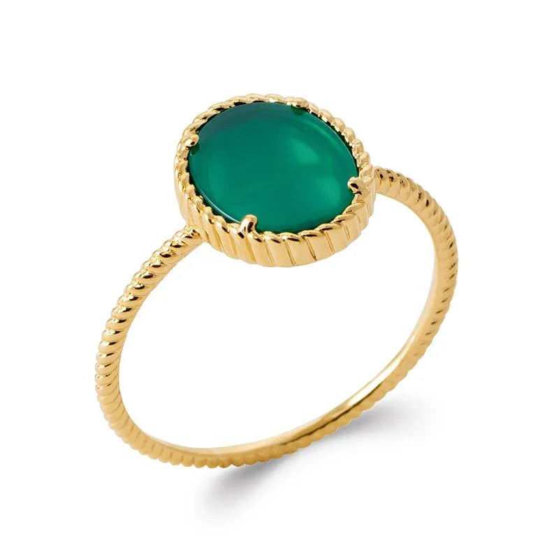 Anello in agata verde placcata in oro / | Azuline