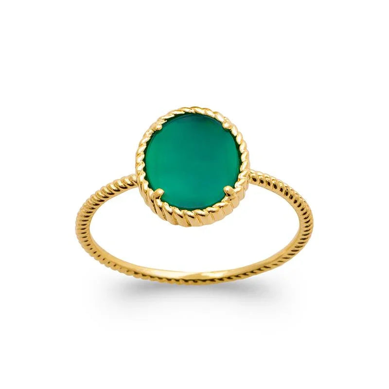 Anello in agata verde placcata in oro / | Azuline vista 2