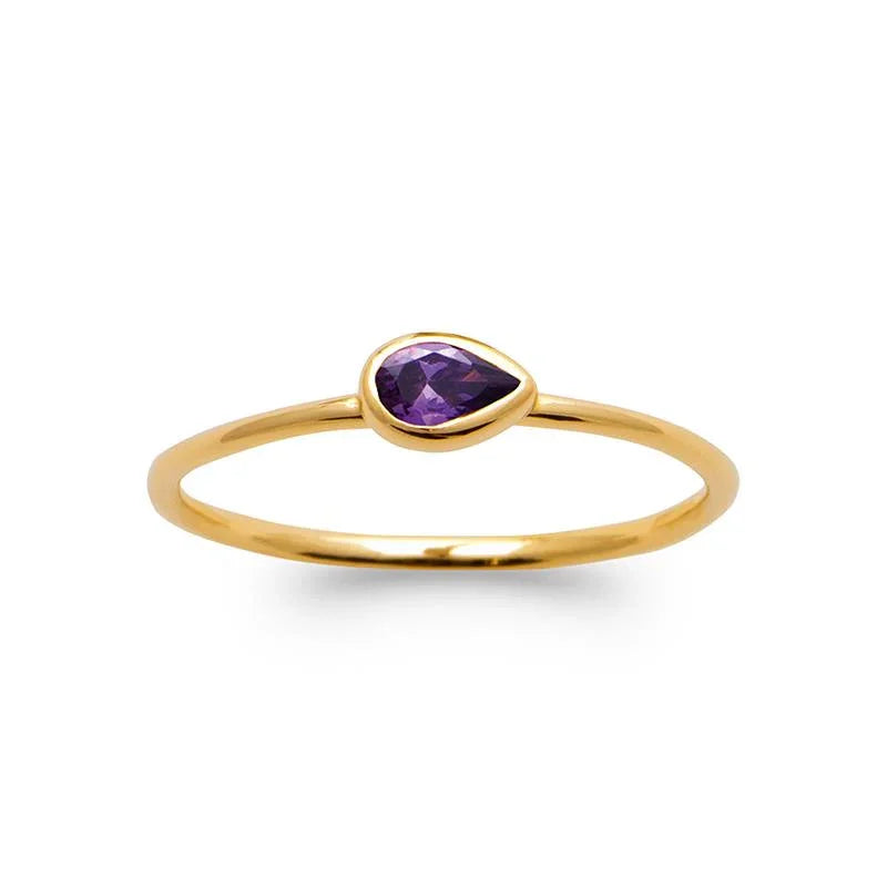 Forgyldt Lilla Solitaire Ring / | Azulin udsigt 3