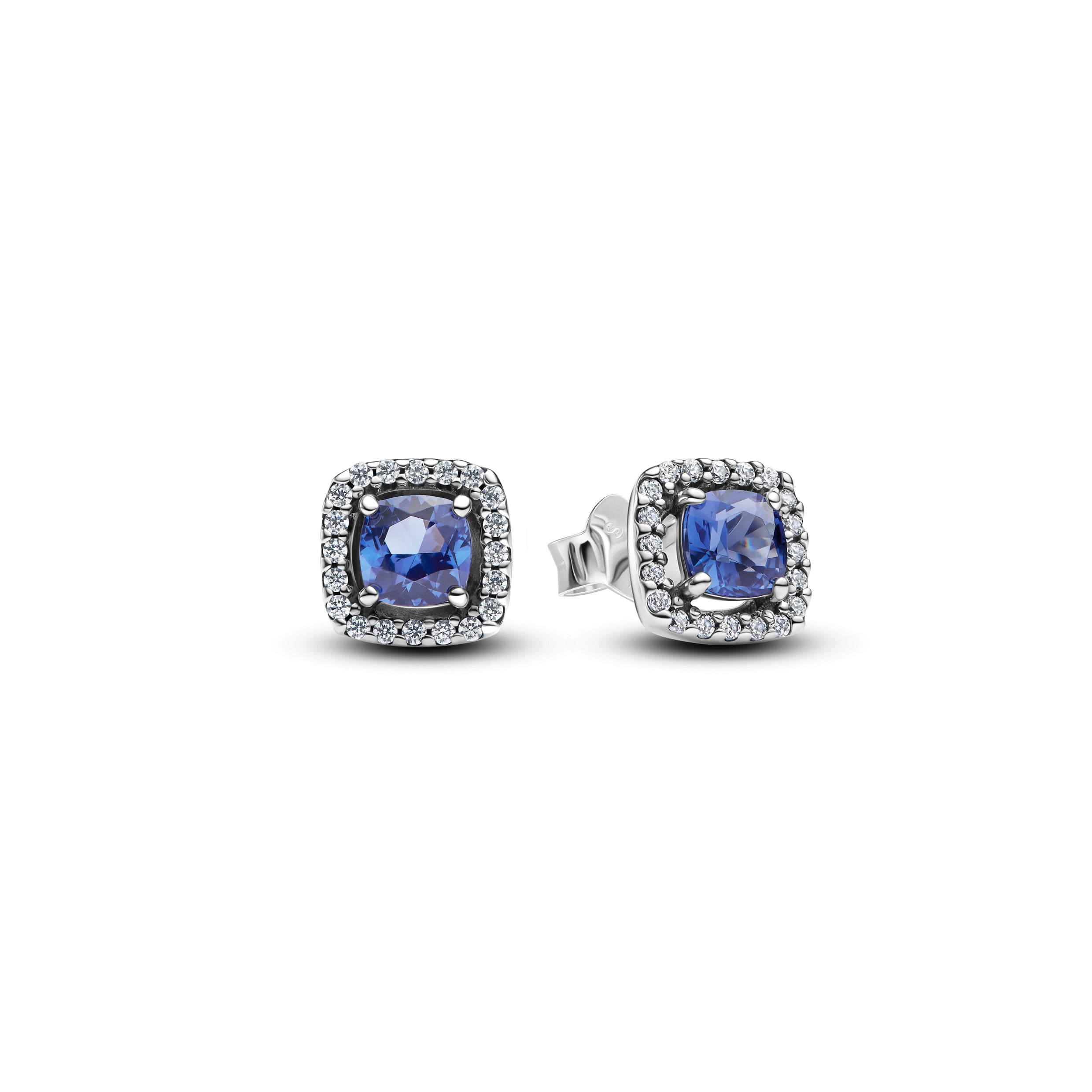 Blue Square Halo - Argento - Orecchini Pandora