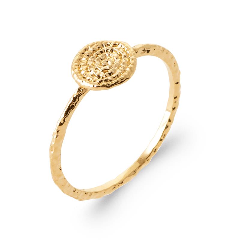 Anillo Círculo Martillado – Chapado en Oro | Azuline