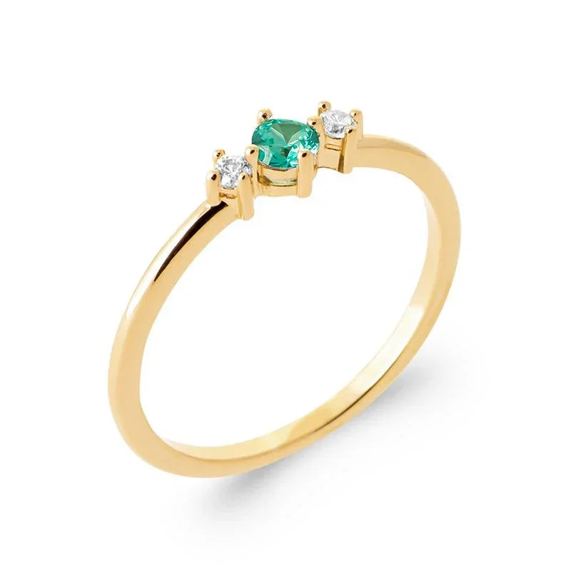 Anel Verde Banhado a Ouro / | Azuline