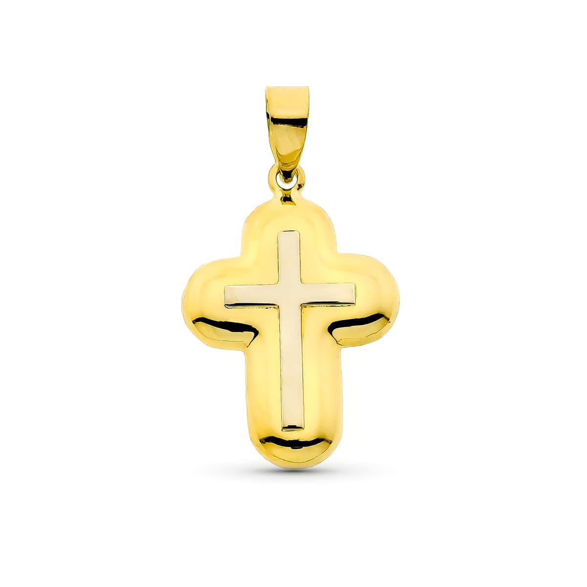 18K Croix en Or Bicolore 22 X 15 mm