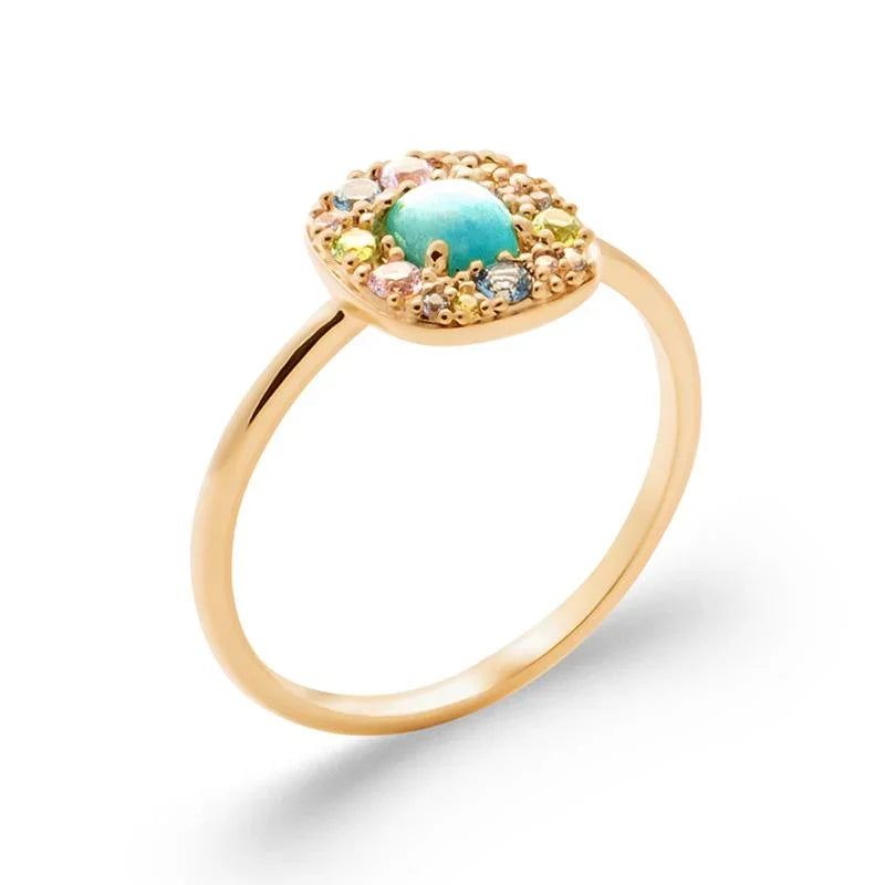 Anillo Cabujón Cuadrado – Chapado en Oro | Azuline