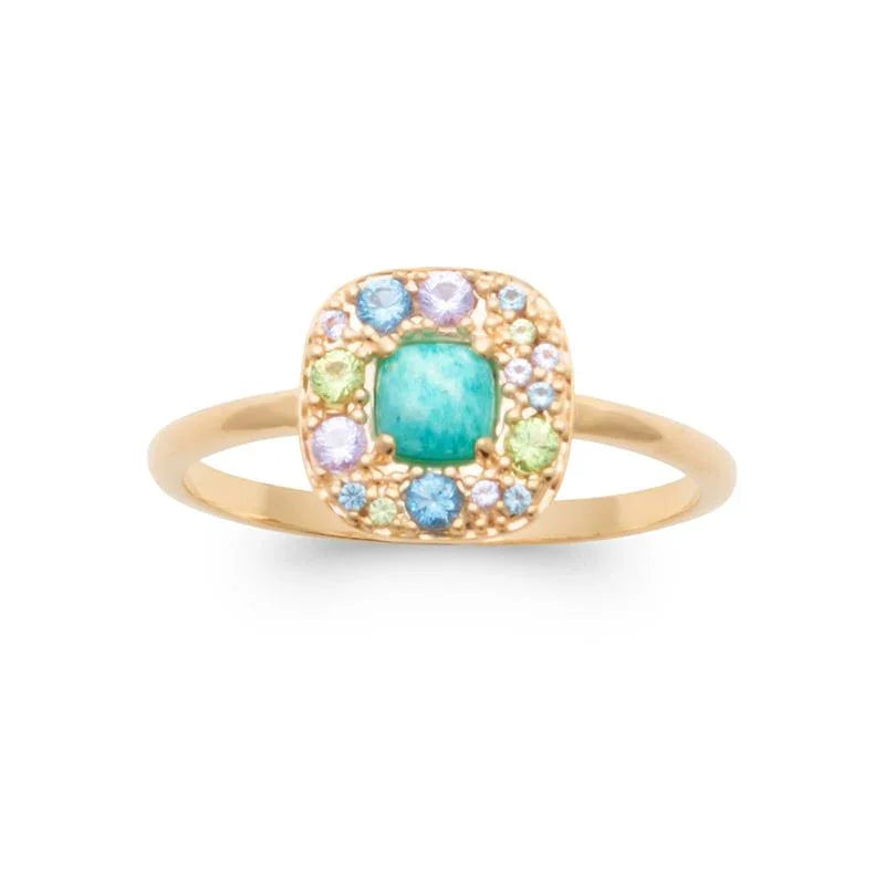 Anillo Cabujón Cuadrado – Chapado en Oro | Azuline ver 2