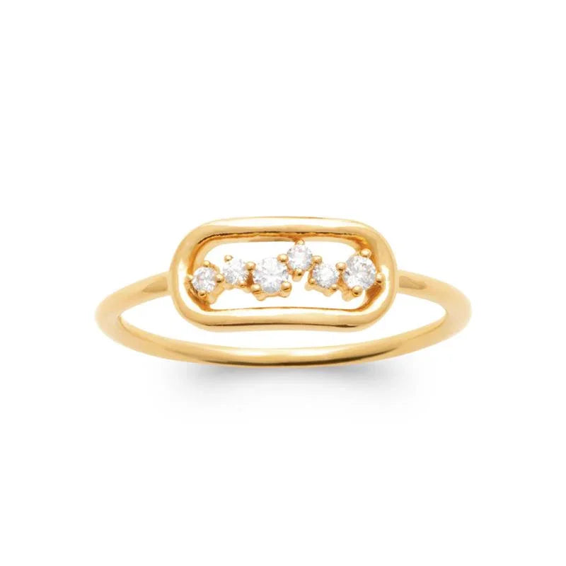 Anello con pietra rotonda curva - placcato in oro | Azuline vista 3