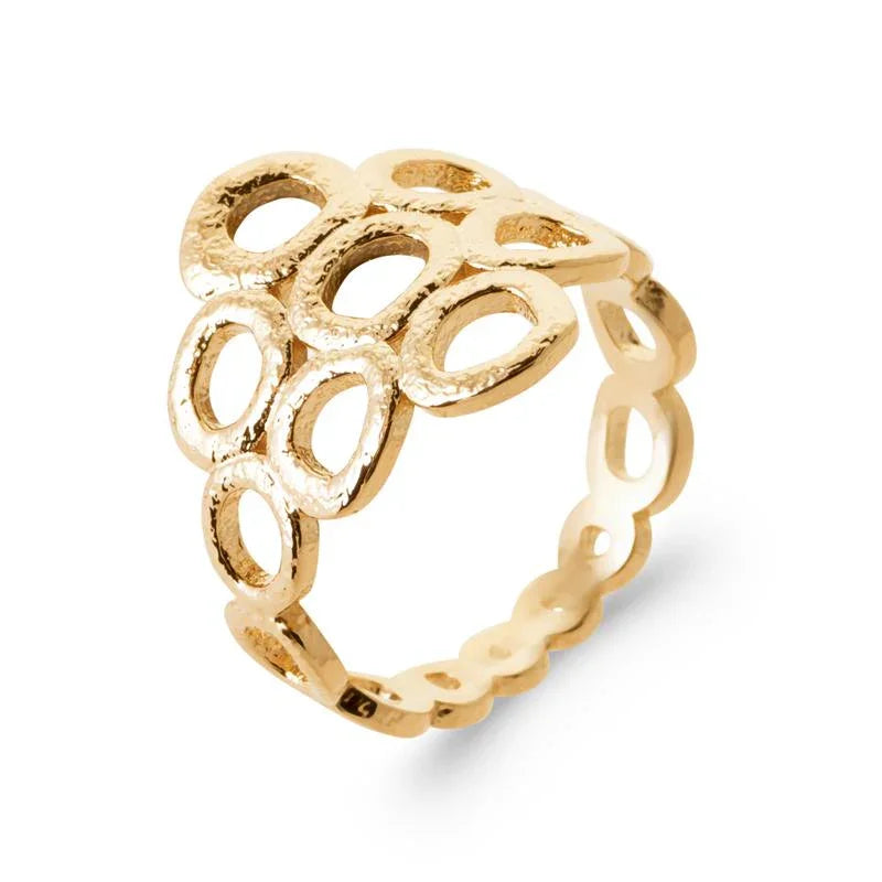 Gehamerde ovale ring – verguld | Azulin