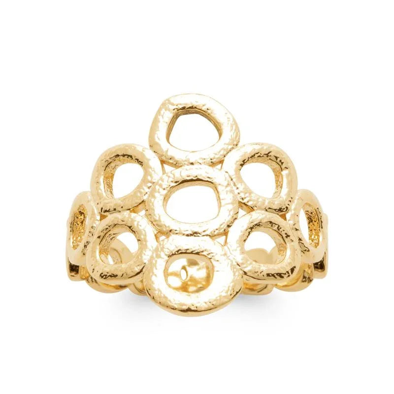 Gehamerde ovale ring – verguld | Azulin-weergave 2