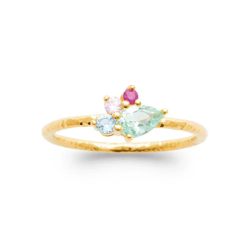 Anel de Pedra Multicolor – Banhado a Ouro | Azuline ver 2
