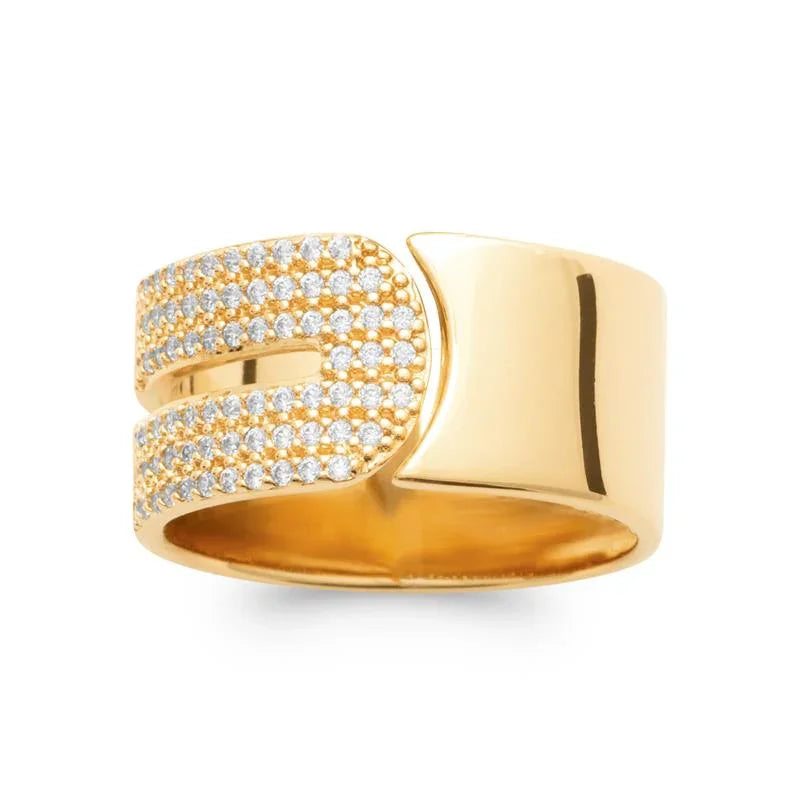 Pavé Open Ring – Verguld | Azulin-weergave 3