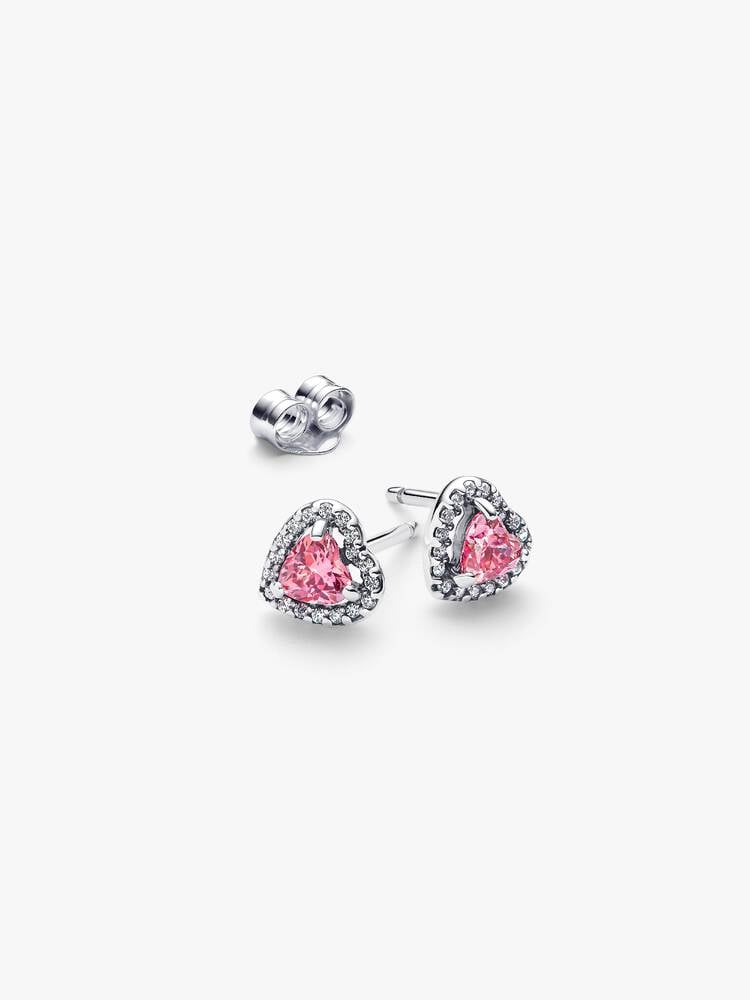 Aretes con forma de corazón en relieve de plata rosa | Pandora